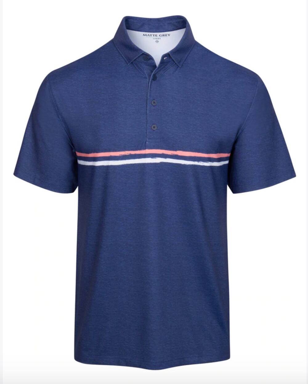 Matte Grey | Bryson NAVAL HEATHER Polo in Reef/White // M